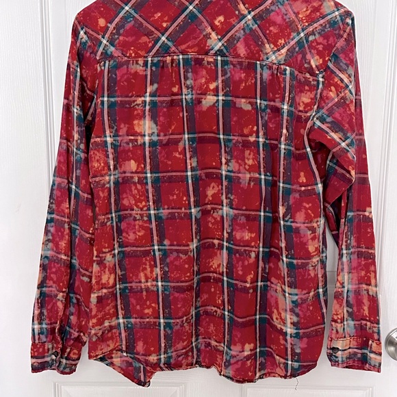 Vanilla Star Distressed Button Down Plaid Shirt Medium - Picture 2 of 8